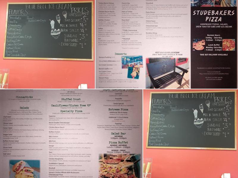 Studebakers Pizza Menu