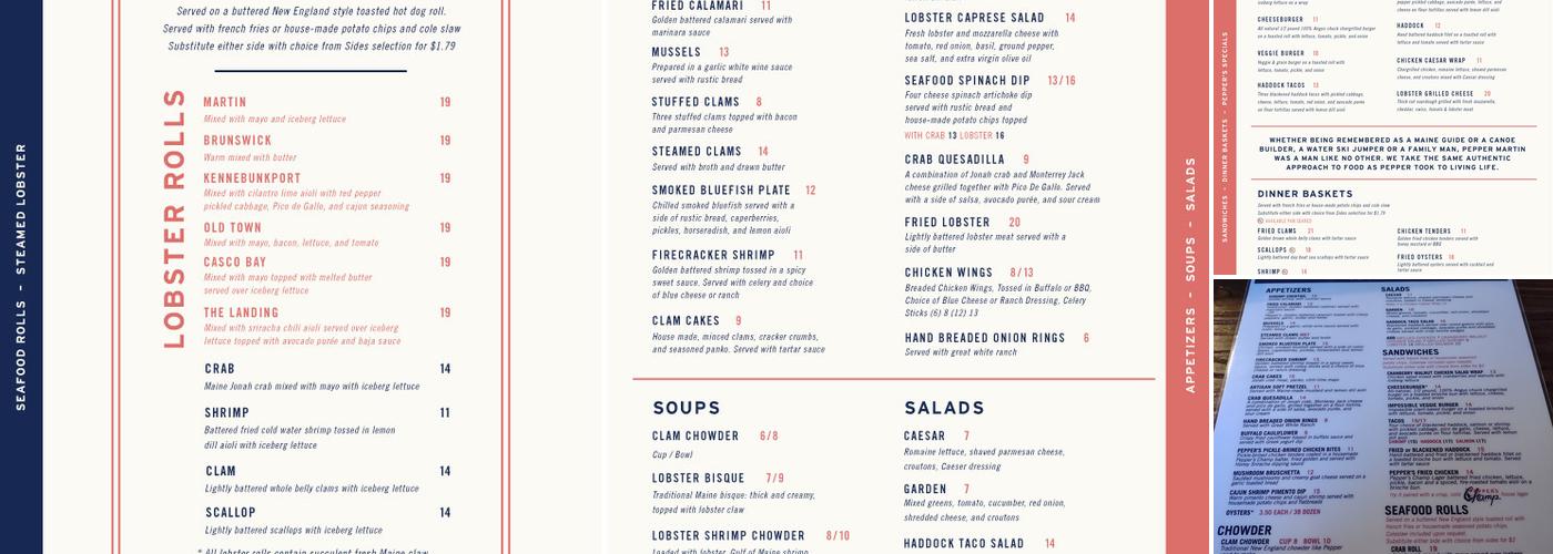 Pepper's Landing Menu