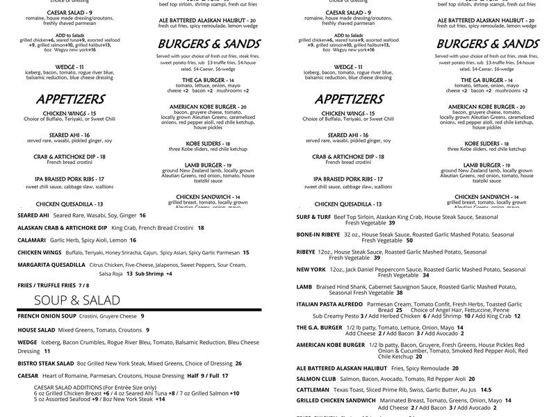 Cape Cheerful Lounge Menu
