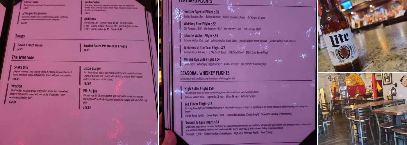 Stagecoach Saloon Menu