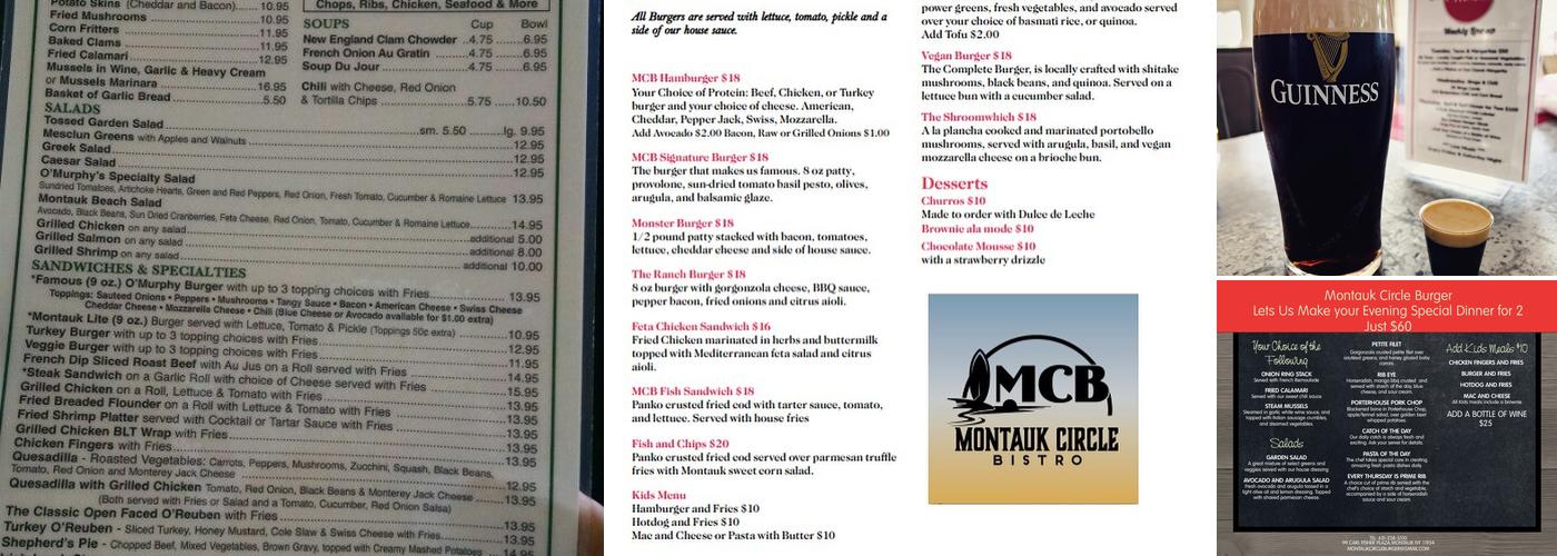 Montauk Circle Menu