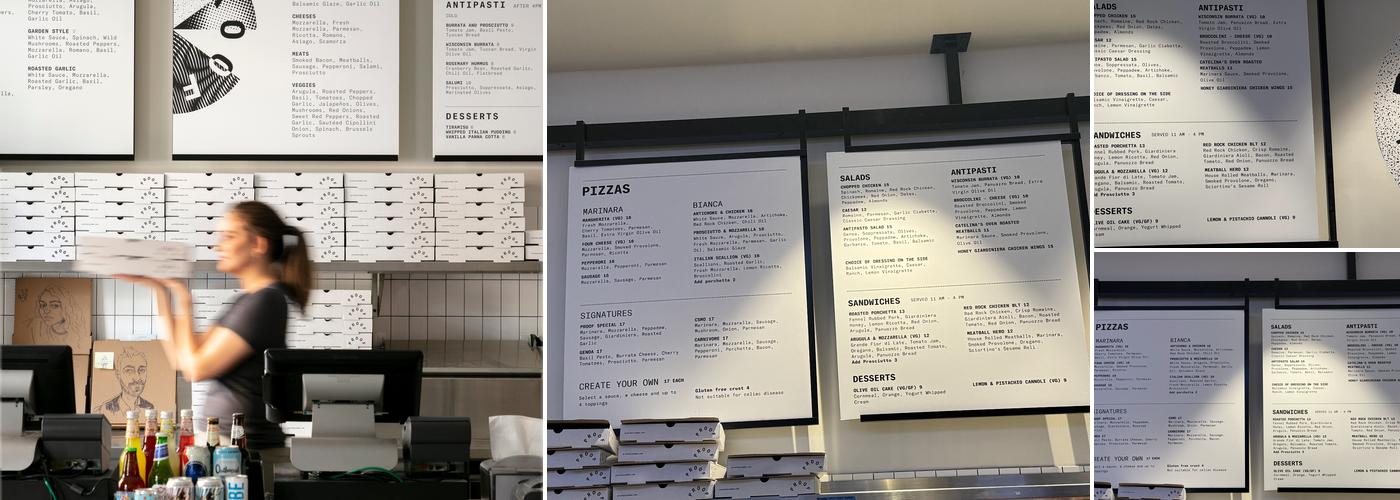 Proof Pizza Menu