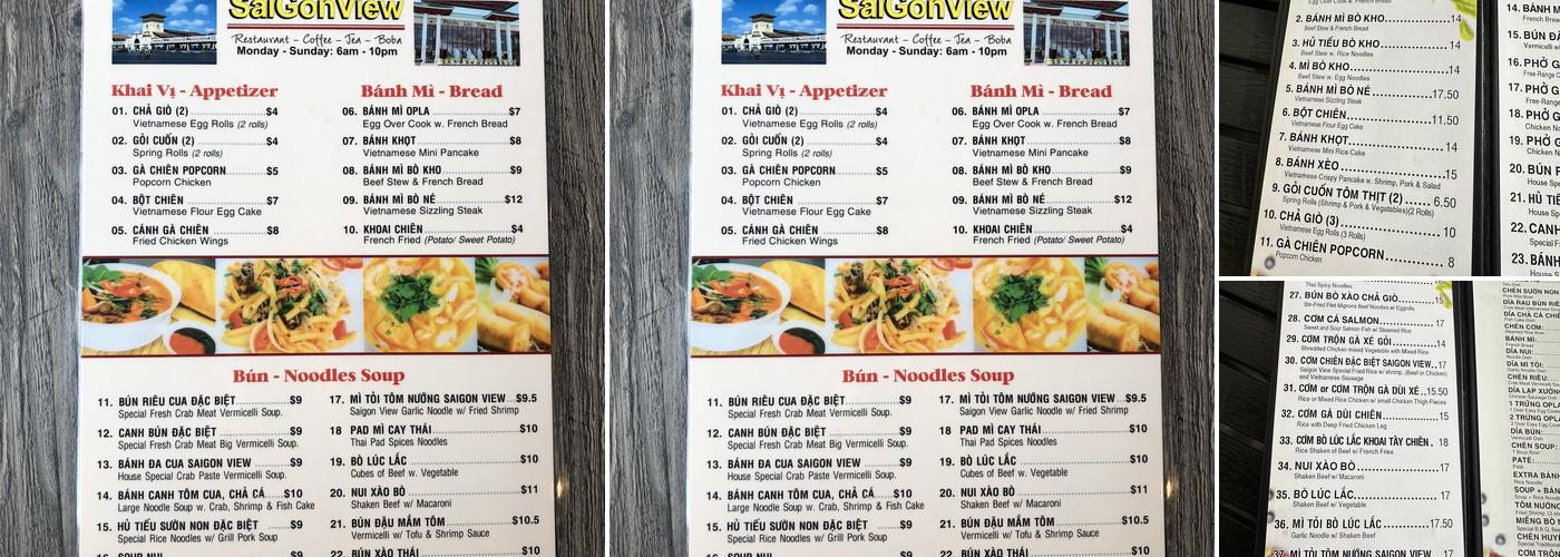 SaigonView Menu