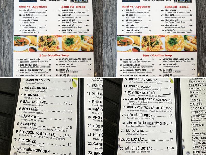 SaigonView Menu