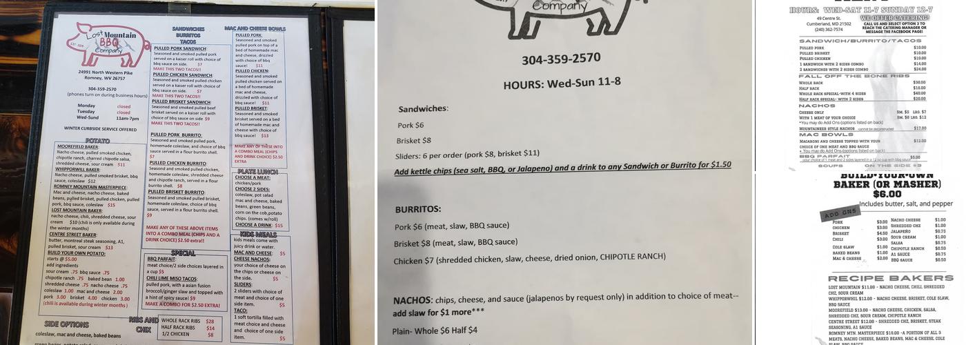 Lost Mountain BBQ Company Menu