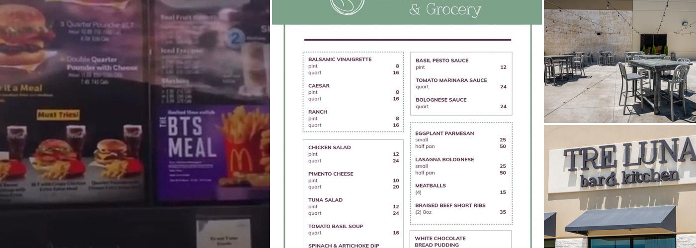 Tre Luna Bar and Kitchen Menu