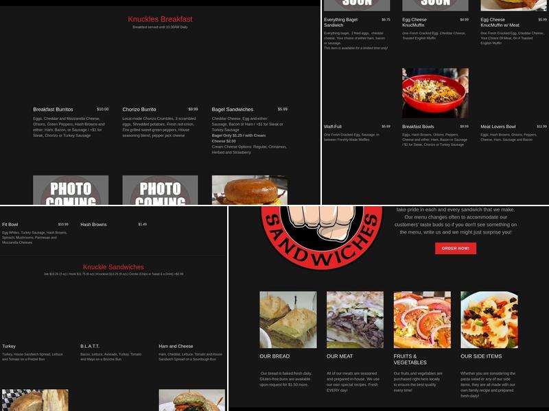 Knuckle Sandwiches Menu