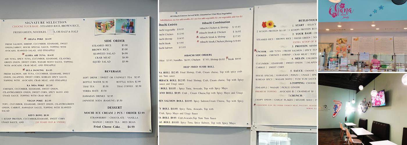 Ohana Poke Menu