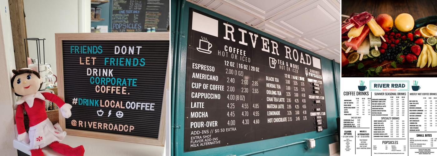 River Road Coffee and Popsicles Menu