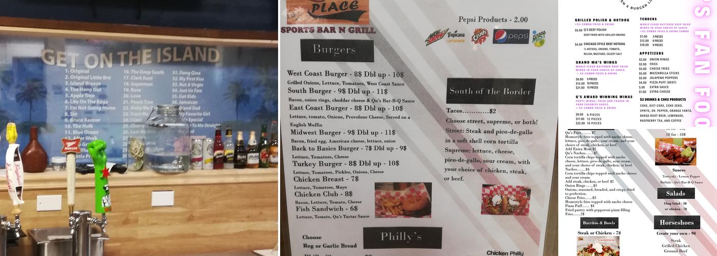 Q's Place Chicken & Burger Lounge Menu