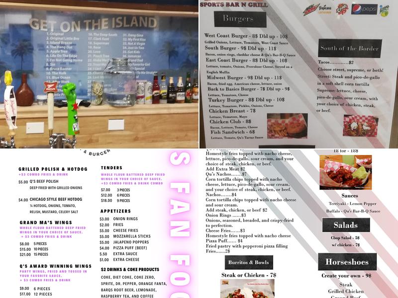 Q's Place Chicken & Burger Lounge Menu