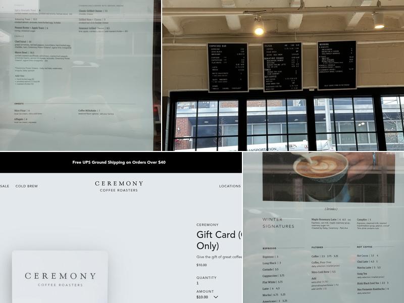 Ceremony Coffee - Cross Street Market Menu