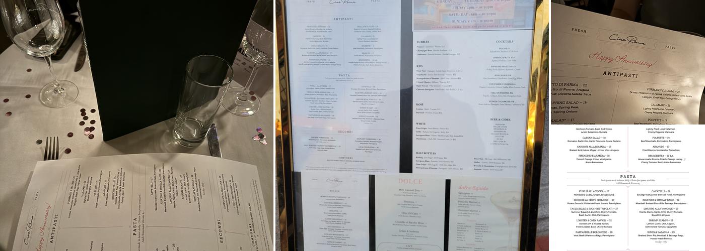 Ciao Roma Menu