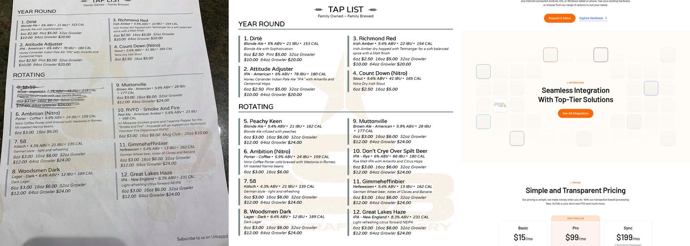 Starr Craft Brewery Menu