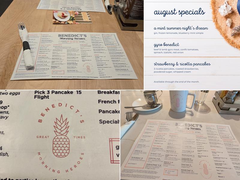 Benedict's Menu