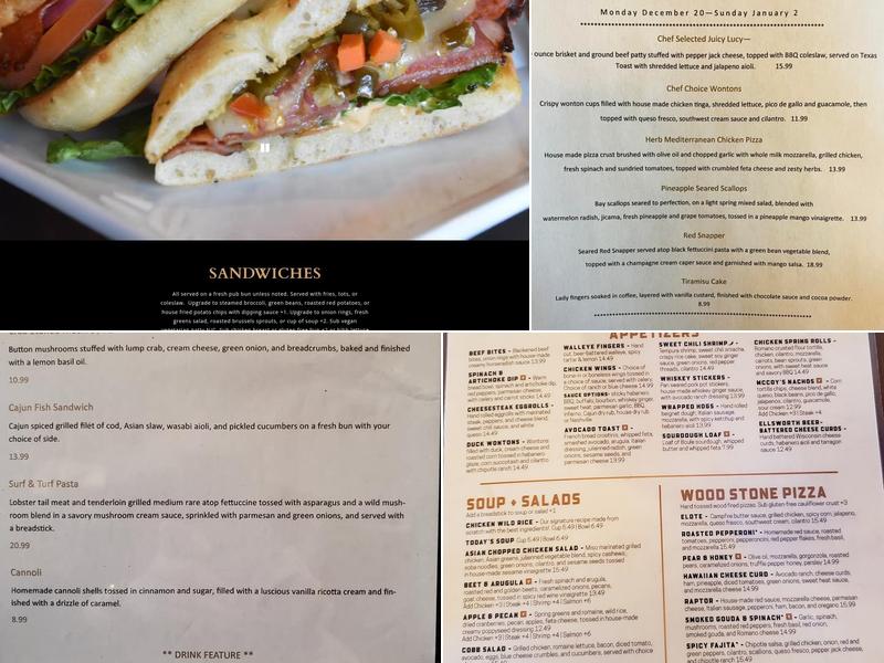 McCoys Copper Pint Menu