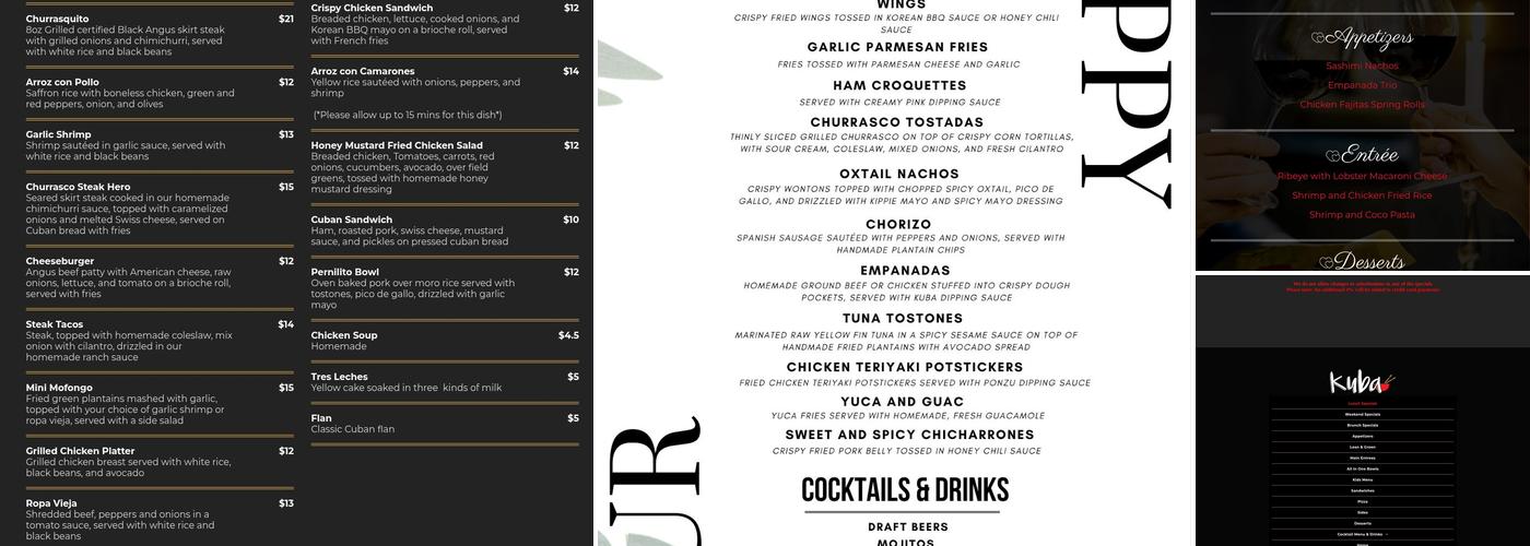 Kuba Menu