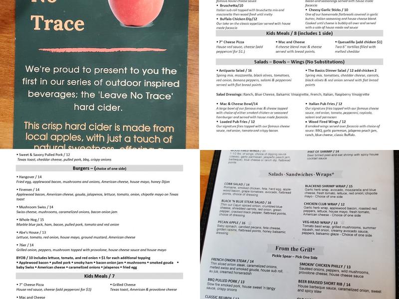 Grace and Abe's Menu