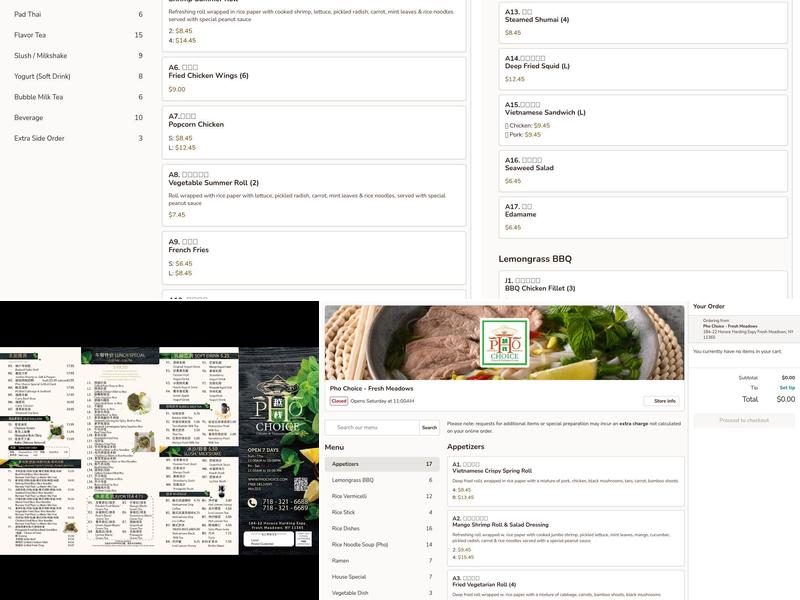 Pho Choice Menu
