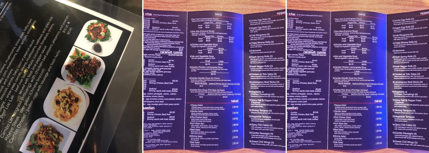 Maia's Asian cuisine Menu