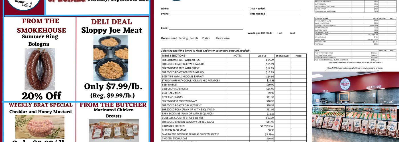 West Bend Sausage Plus Menu