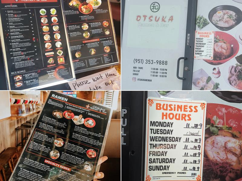 Otsuka Ramen & Bar Menu