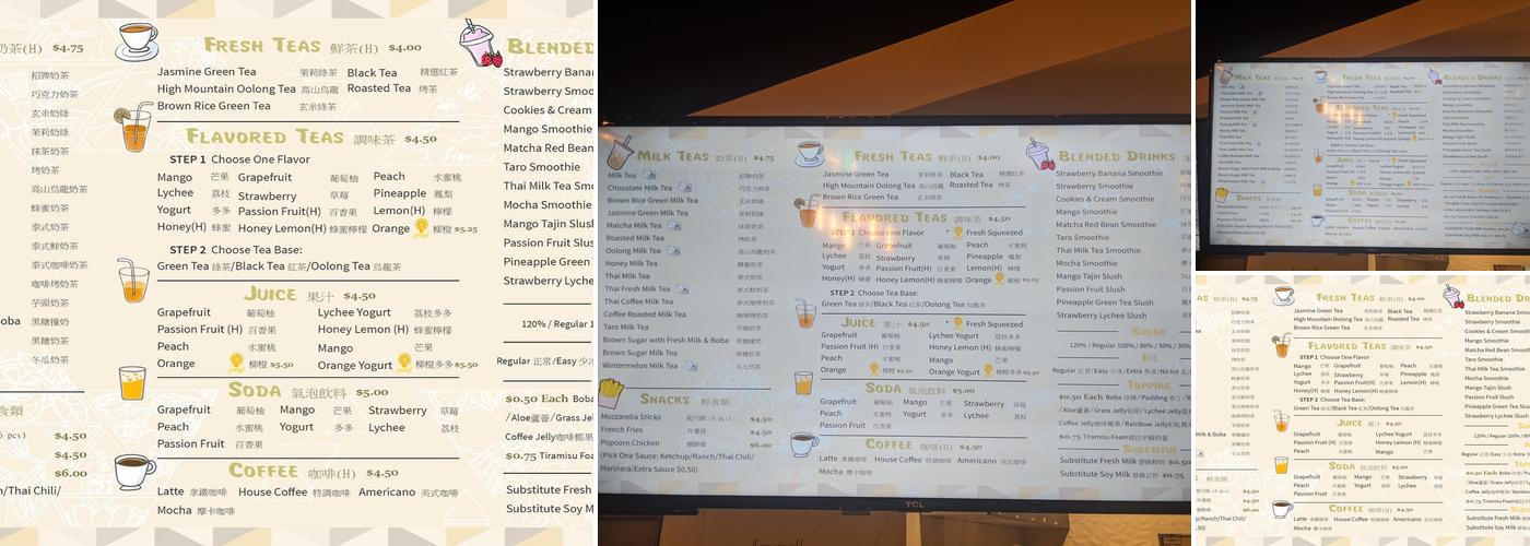 Boba Run Menu