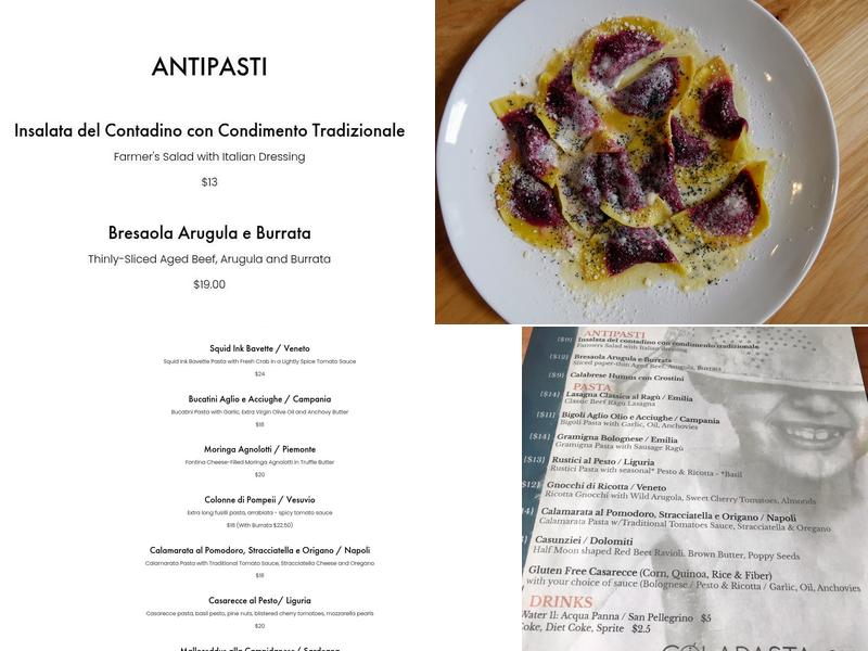Colapasta Restaurant Menu