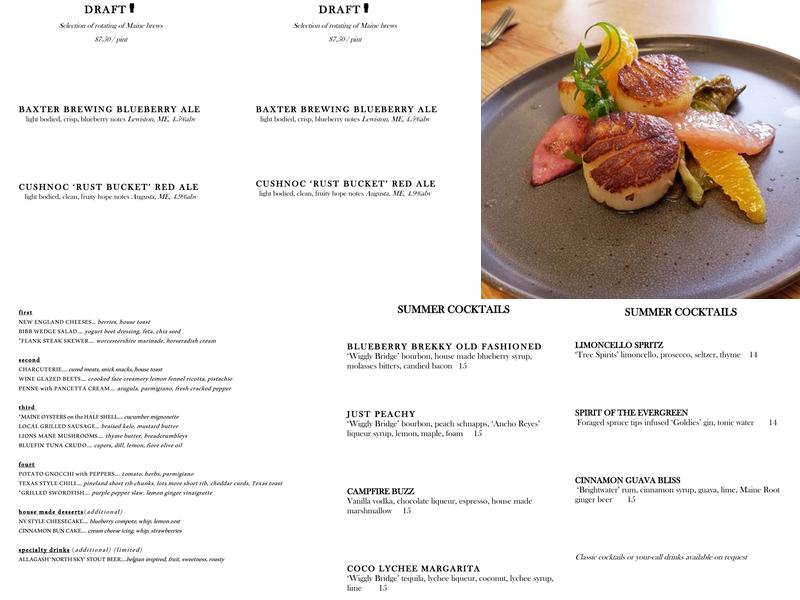 The Oak Table & Bar Menu