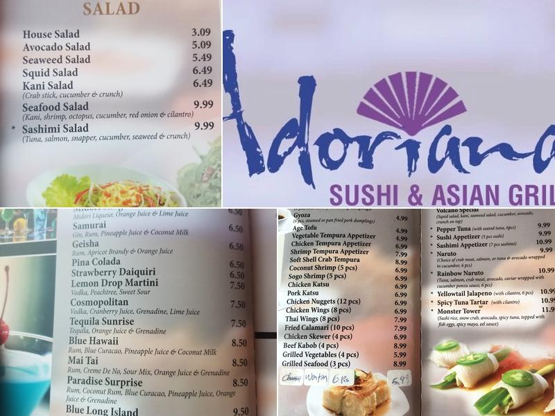 Adoriana sushi and asian grill Menu