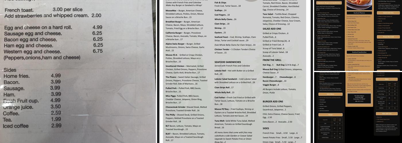 The Main Moose Menu