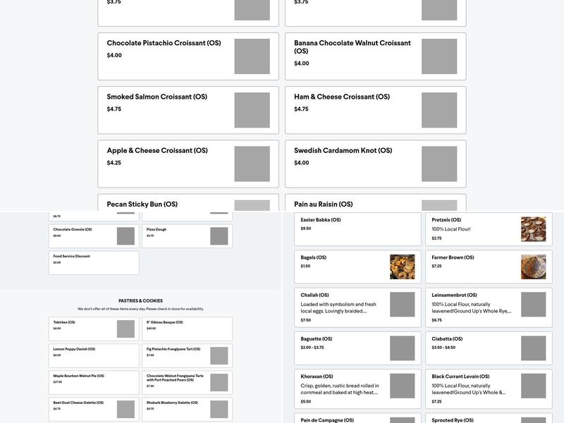 Rise Above Bakery Menu