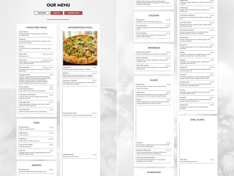 La Pizzeria Metro Menu