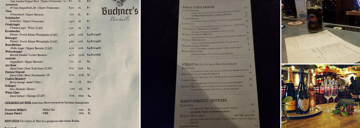 Buchner's Bierhalle Menu