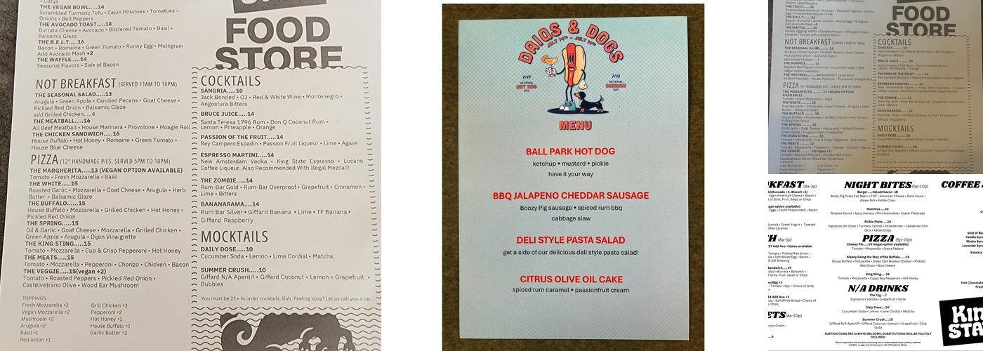 King State Menu