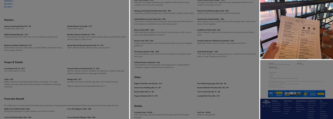 Bigfire Menu