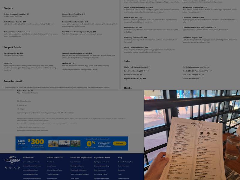 Bigfire Menu