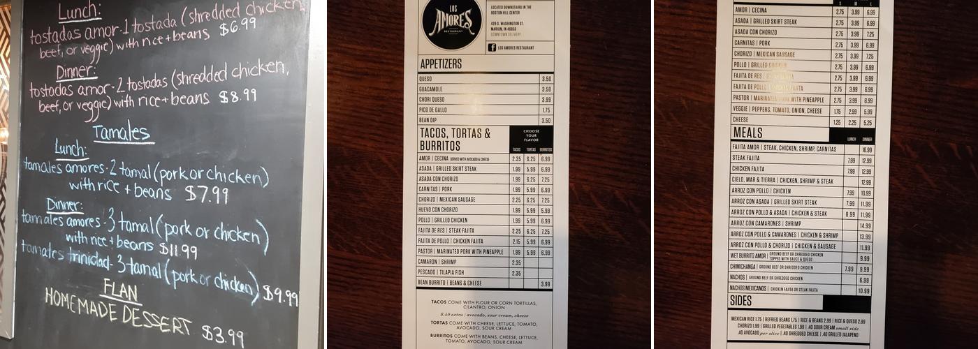 Los Amores Restaurant Menu