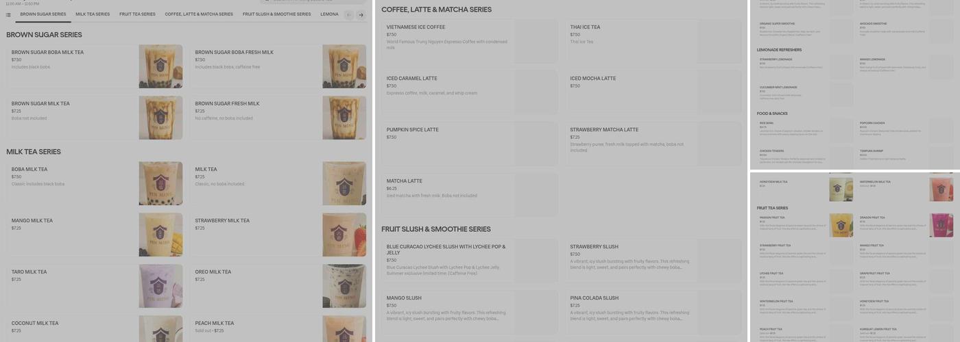 Pin Ming Bubble Tea Menu