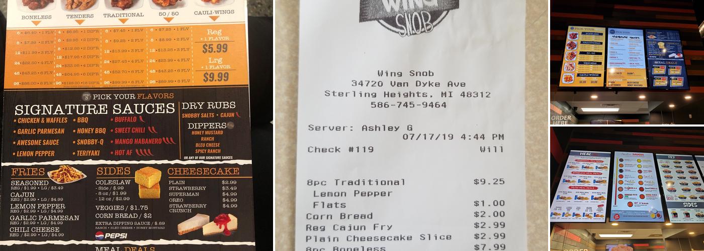 Wing Snob Menu