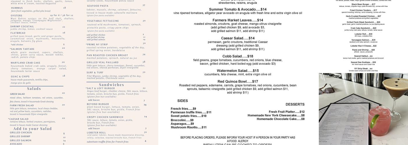 Salt & Loft Menu