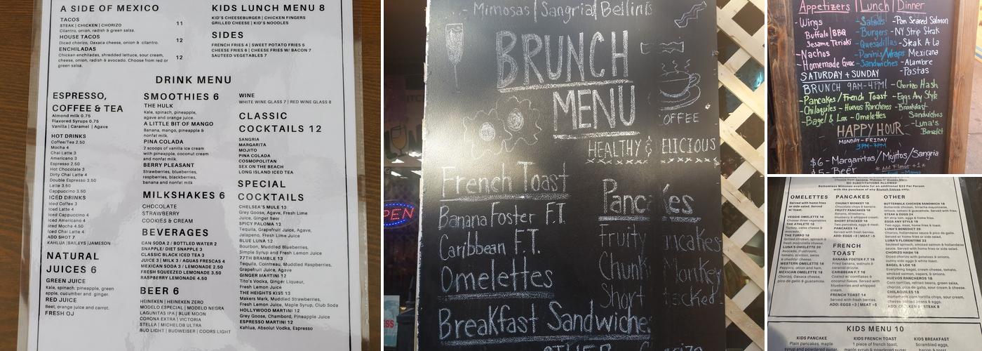 Luna's Kitchen & Bar Menu