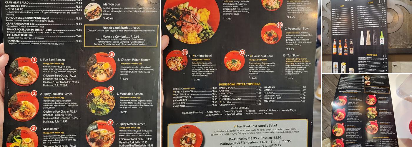 Fun Bowl Menu