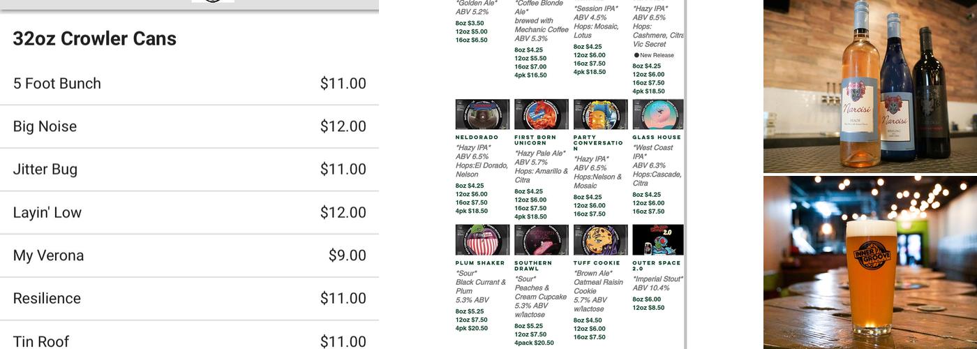 Inner Groove Brewing - Verona Menu