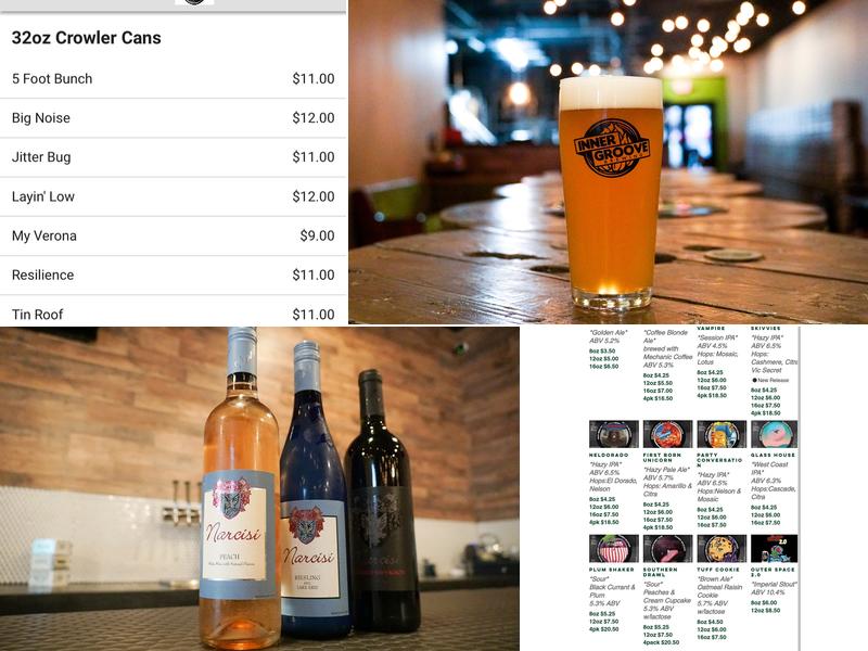 Inner Groove Brewing - Verona Menu