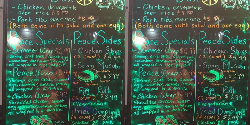 Peace Eatery Menu