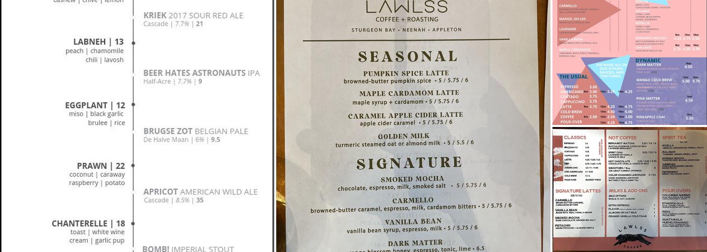 Lawlss Coffee - Sturgeon Bay Menu