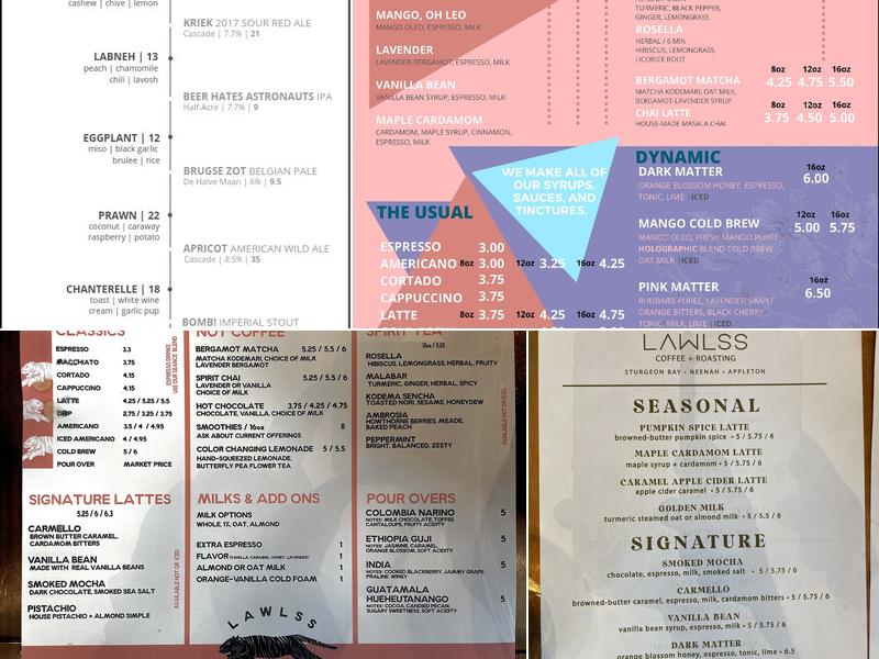 Lawlss Coffee - Sturgeon Bay Menu
