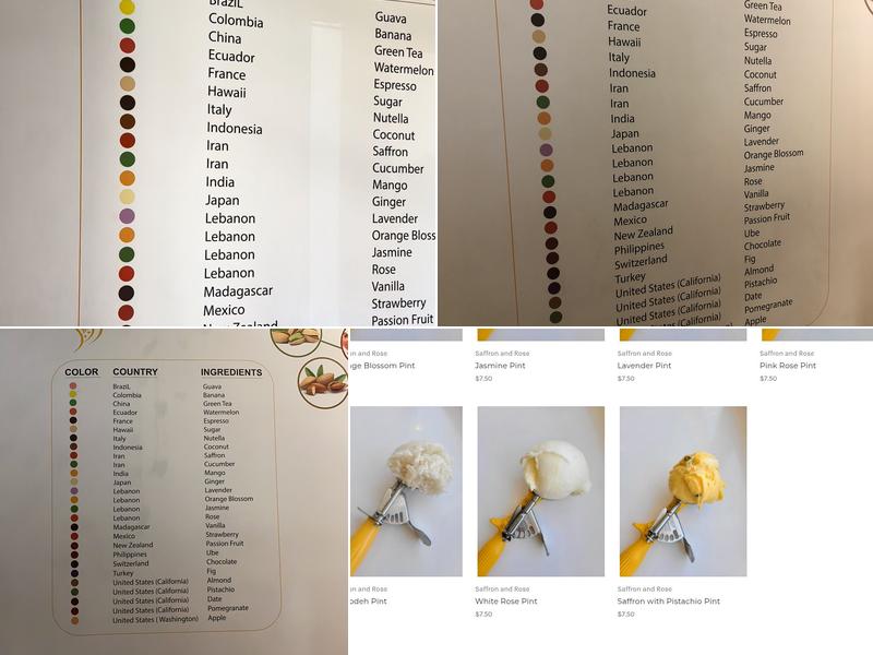 Saffron & Rose Persian Ice Cream Menu