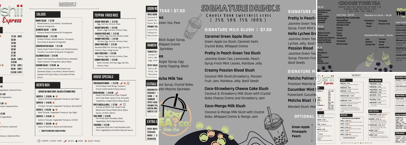 Oishii express Menu